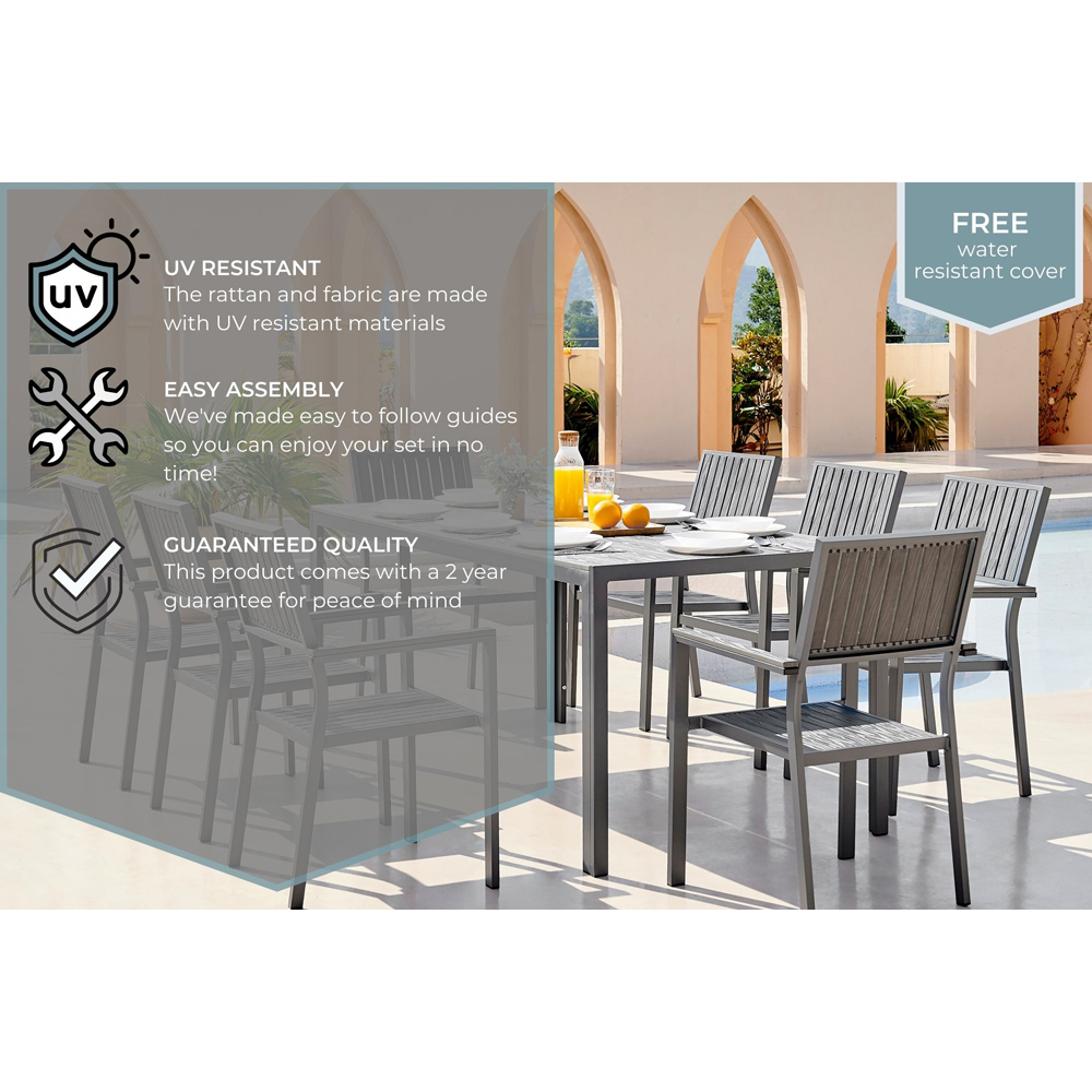 Furniturebox Bermuda 8 Seater Garden Dining Set Grey Image 9