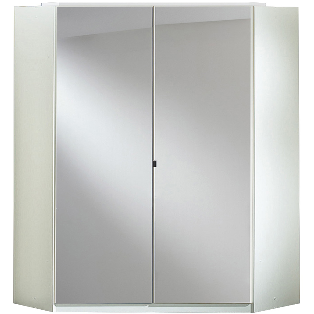 TJ'S Venice 2 Door White Mirrored Corner Wardrobe Image 2