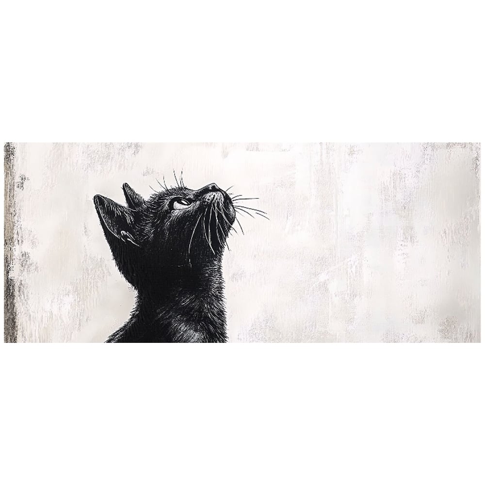 Warren Reed Designer Thoughtful Banksy Inspired Cat Glass Bathroom Splashback 25 x 60cm Image 2