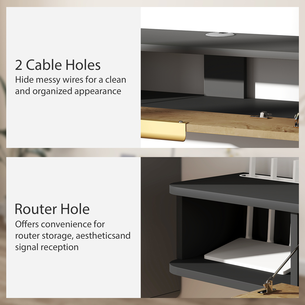HOMCOM Single Door 2 Shelf Grey Floating TV Unit with Storage Image 6