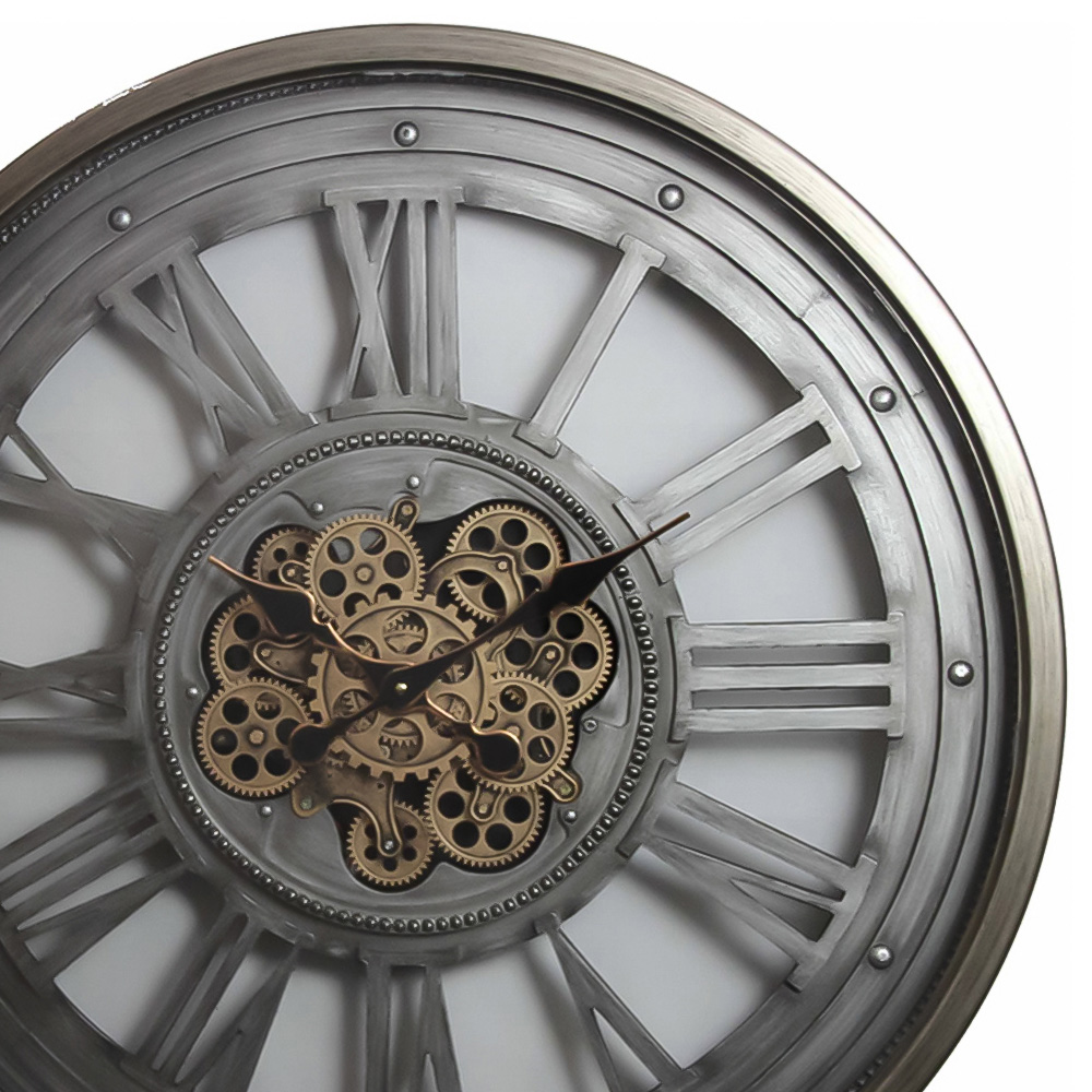 Acacia Home Grey and Gold Round Wall Clock 80cm Image 3