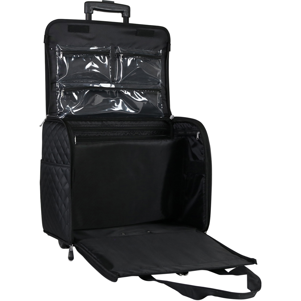 Everything Mary EVM13346-1 Black Quilted Rolling Sewing Tote Trolley Bag 43.2 x 22.9 x 33.7cm Image 4