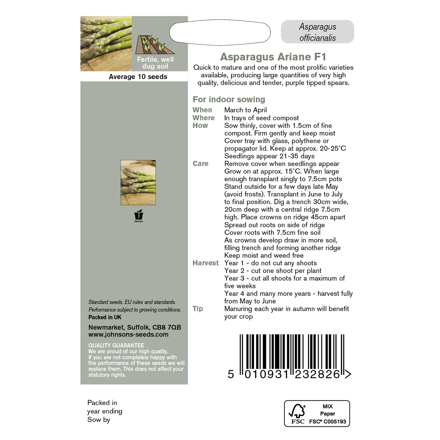 Johnsons Ariane F1 Asparagus Seeds Image 3