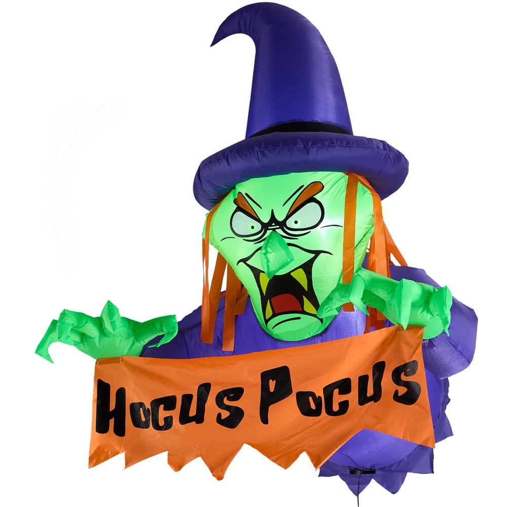 Living and Home Multicolour Inflatable LED Witch Halloween Decoration 3.6ft Image 1