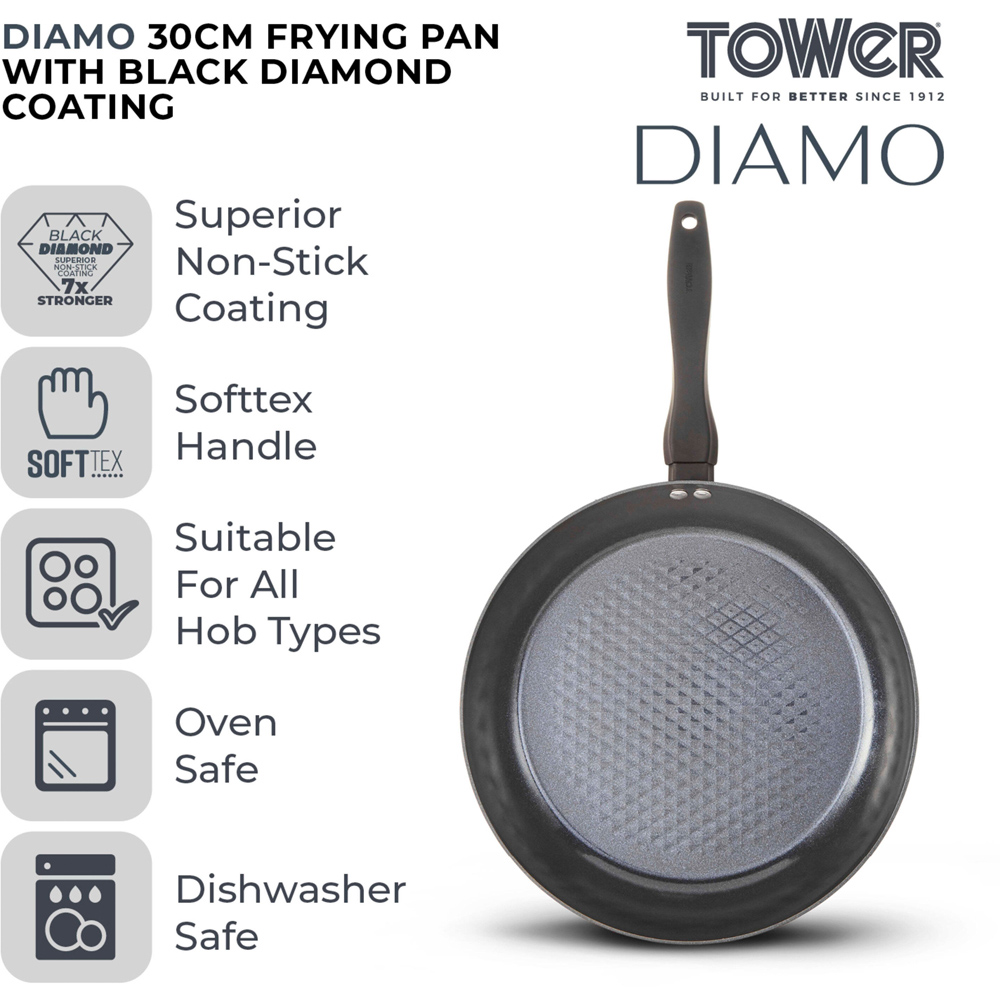 Tower Diamo 30cm Black Aluminium Non-Stick Frying Pan Image 4