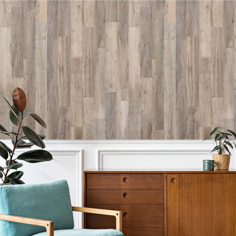 Walplus White Wash Barnwood Oak Wood-Effect Vinyl Plank 60.96 x 10.16cm 34 Pack Image 4