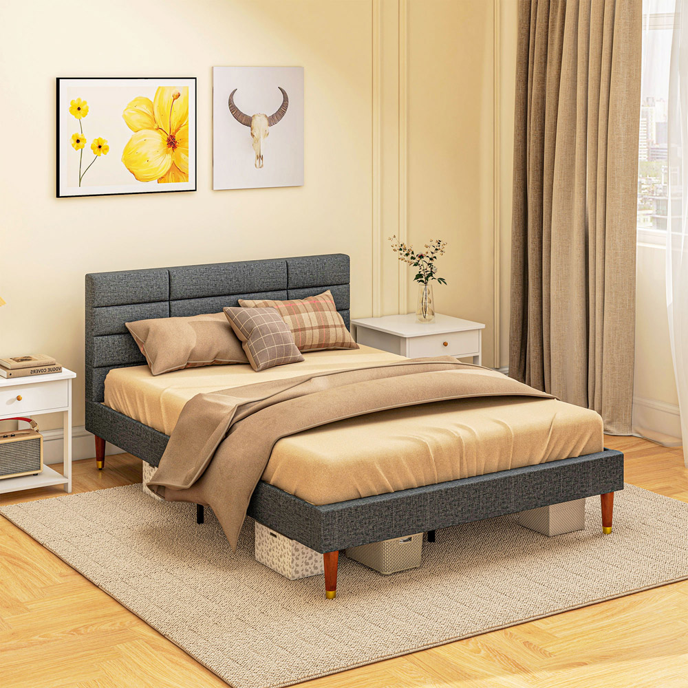 Portland Grey Upholstered Double Bed Image 3