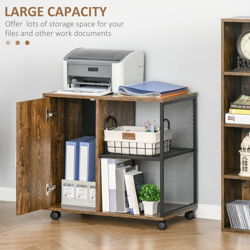 Portland Single Door 2 Tier Printer Stand with Wheels Image 7