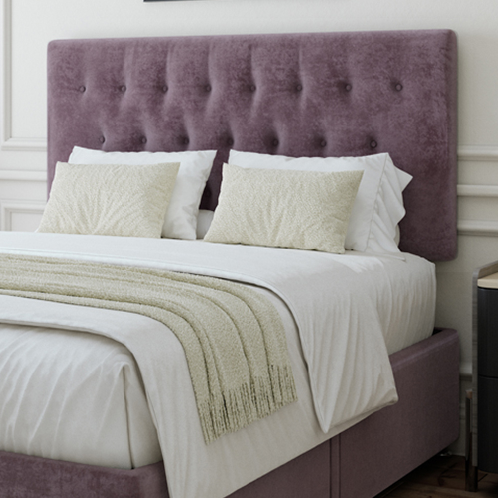 Bedmaster King Size Mauve Naples Linen 2 Drawer Divan Base with Lona Headboard Image 2