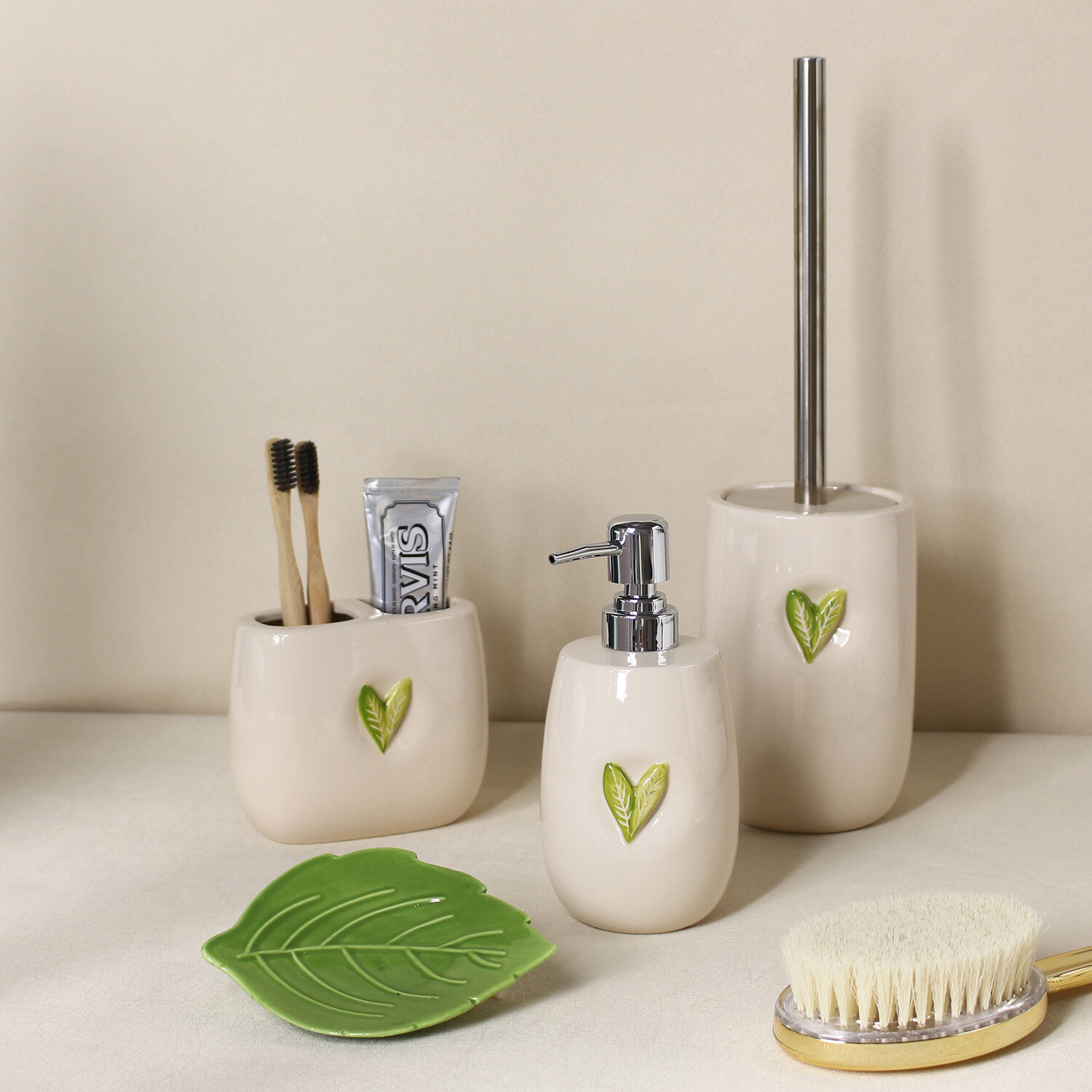 Green Leaf Toilet Brush Holder - Neutral Image 2