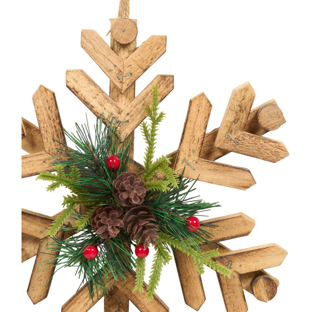 Natural Wooden Floristry Snowflake Decoration Image 2