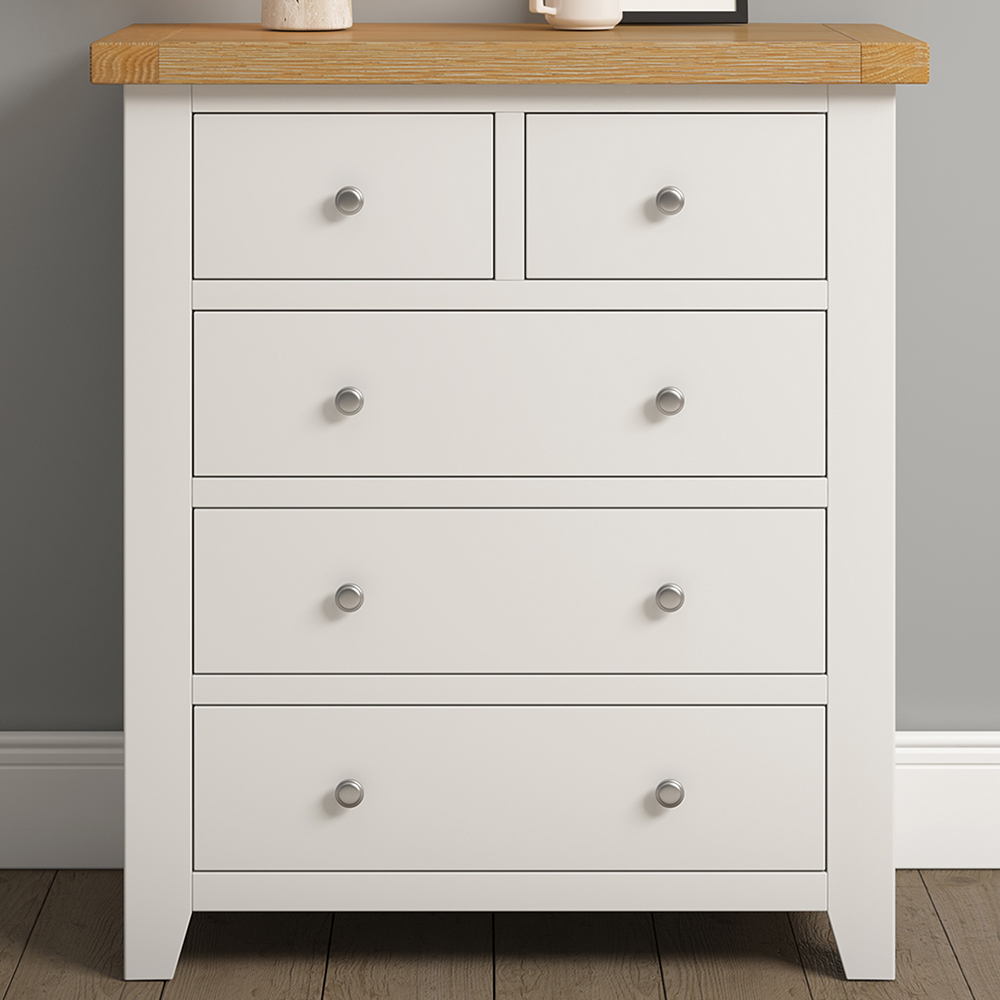 Seconique Windsor 5 Drawer Ivory and Oak Storage Chest Image 1