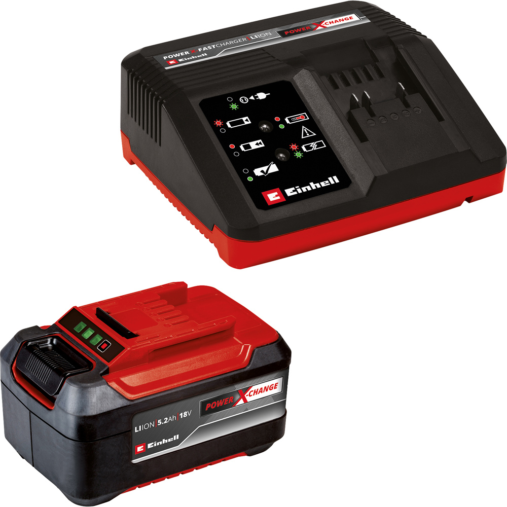 Einhell Power X Change 4A Fast Charger Starter Kit with 5.2Ah Battery and Charger Image 1