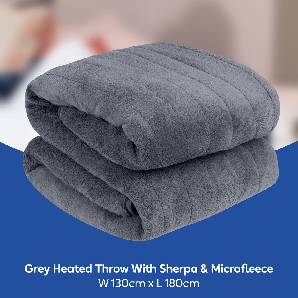 Russell Hobbs Grey Sherpa and Microfleece Heated Throw with Controller 130 x 180cm Image 8
