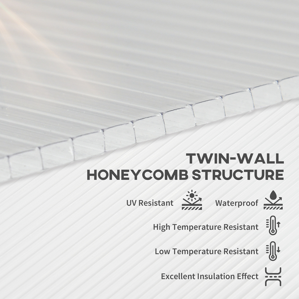 Outsunny Twin Wall Greenhouse Polycarbonate Sheets 3.97 x 2ft 14 Pack Image 7
