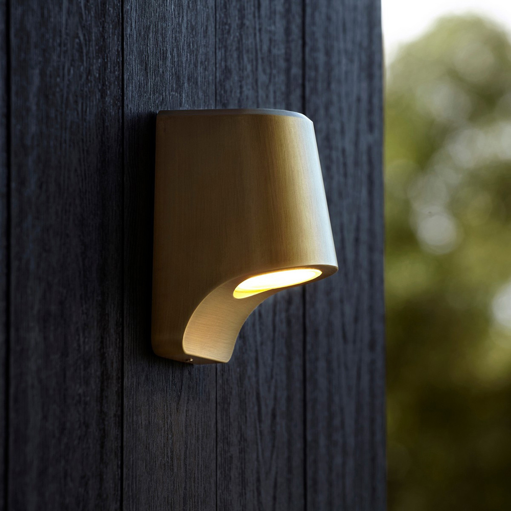 Merano Verona Brushed Gold Frosted Glass Outdoor Wall Lamp Image 6