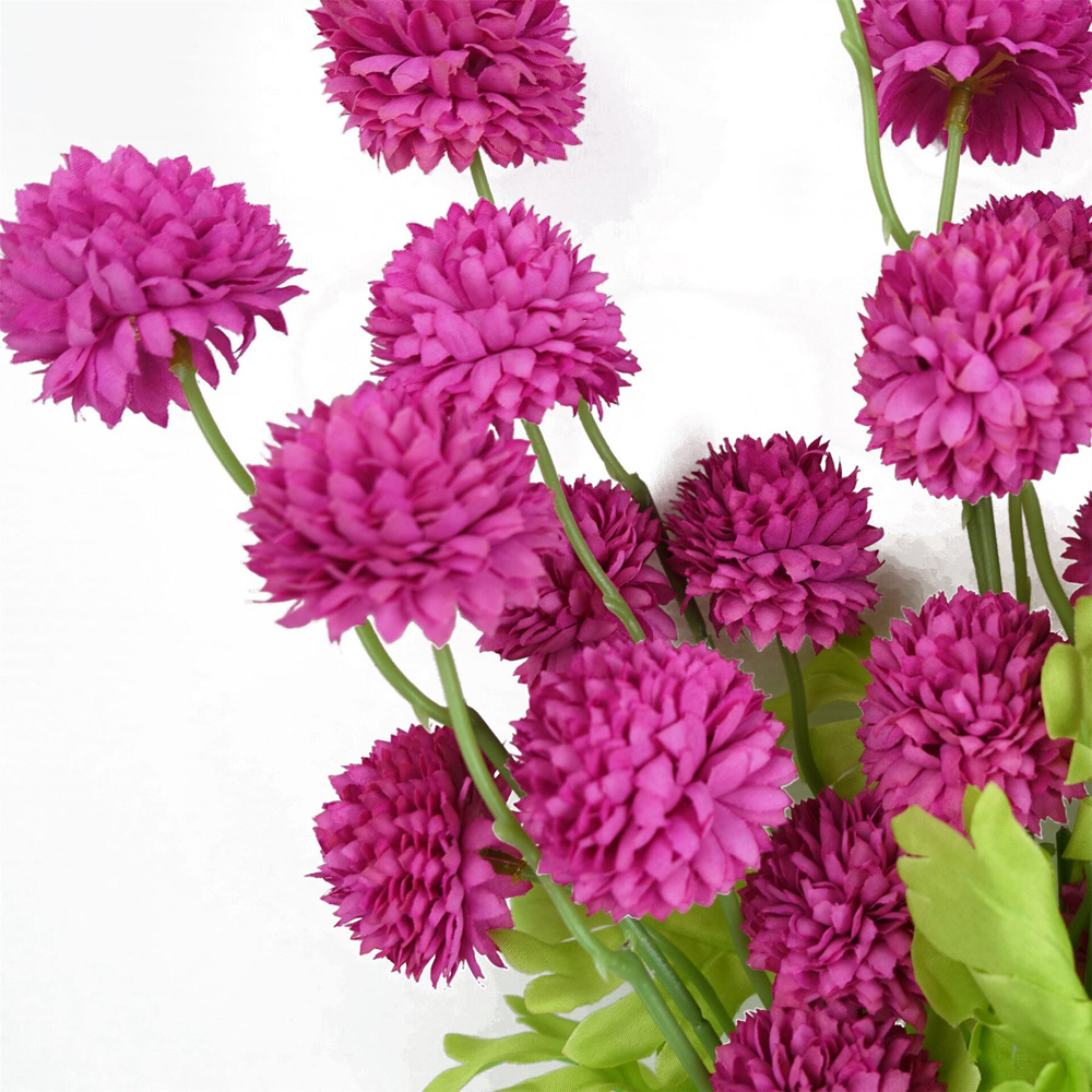Leaf Pink Dahlia Pompom Artificial Stem 50cm 6 Pack Image 3
