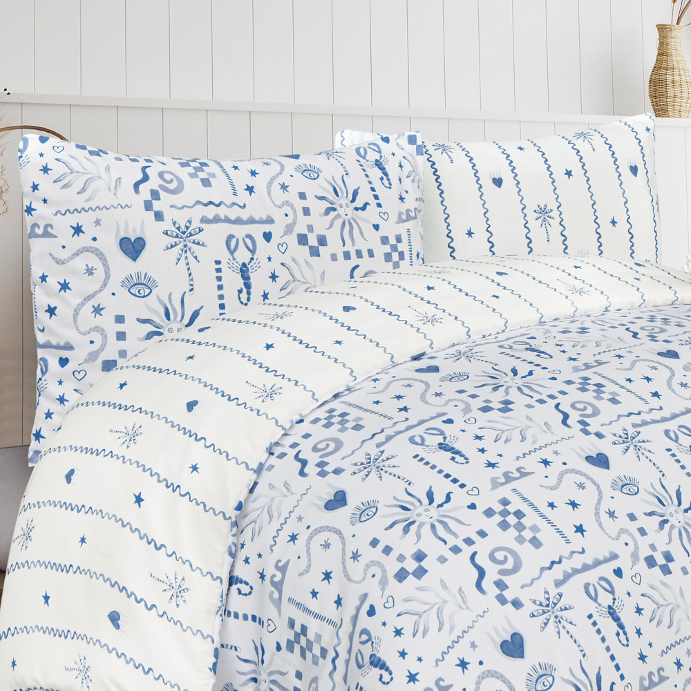 Smart Living Double Blue Holiday Postcard Duvet Set Image 5