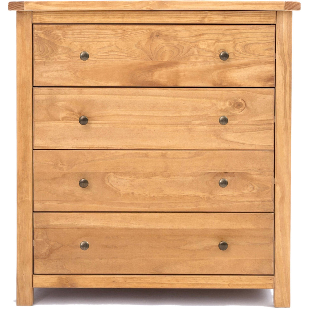Lugo 4 Drawer Antique Wax Finish Chest of Drawers with Brass Knobs Image 2