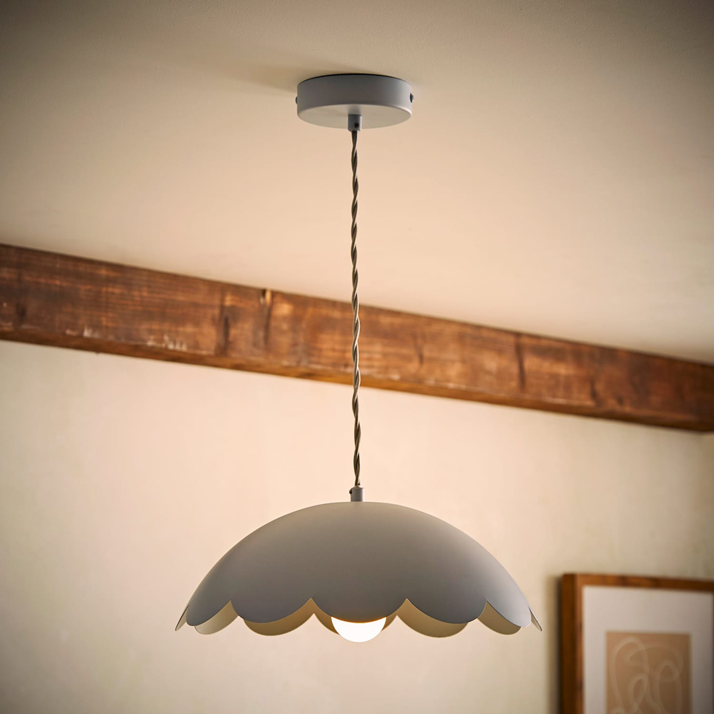ValueLights Millie Powder Blue Scallop Shade Pendant Light with Bulb Image 6