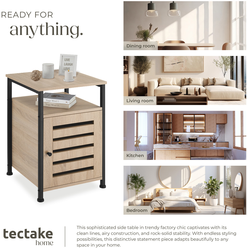 Tectake Cork Single Door Single Shelf Sonoma Oak Bedside Table Image 7
