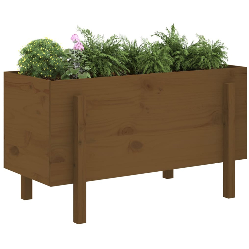 vidaXL Honey Brown Solid Pine Wood Raised Garden Bed 57 x 101 x 50cm Image 2
