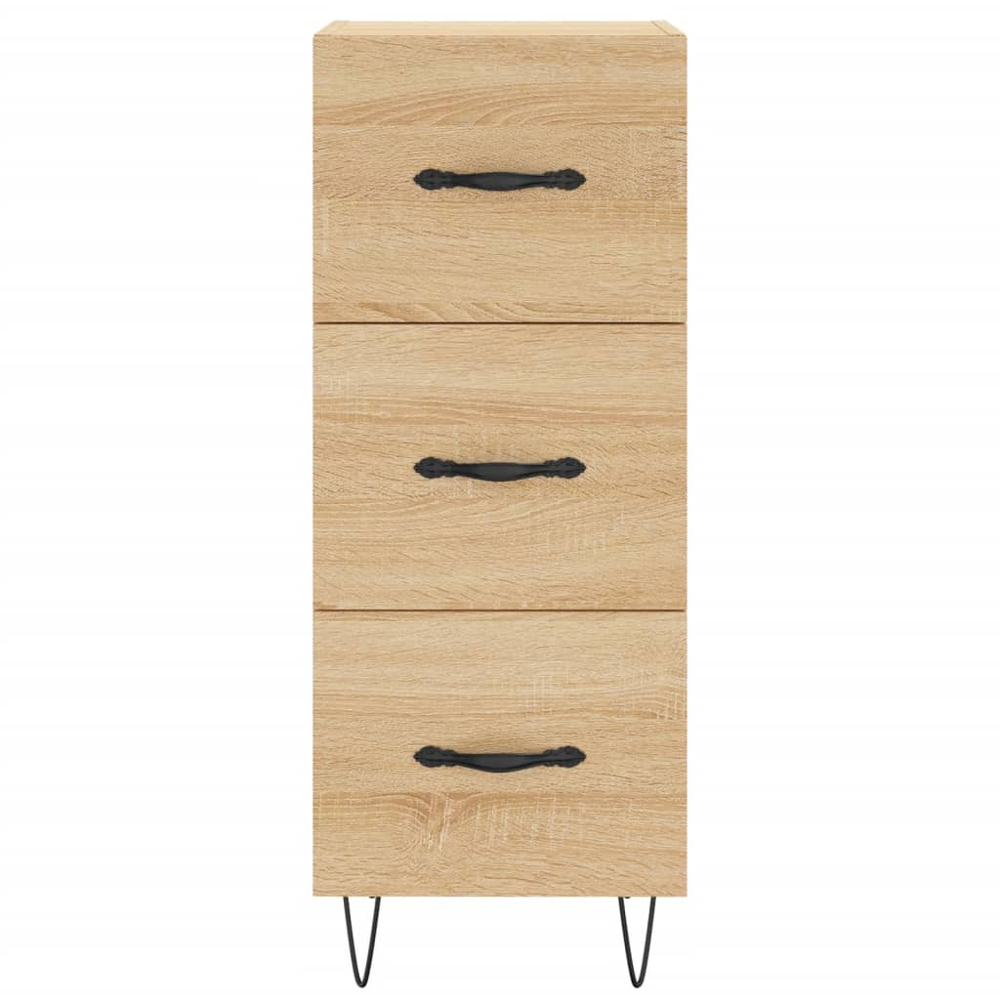 vidaXL 3 Drawer Sonoma Oak Sideboard with Metal Legs and Handles Image 6