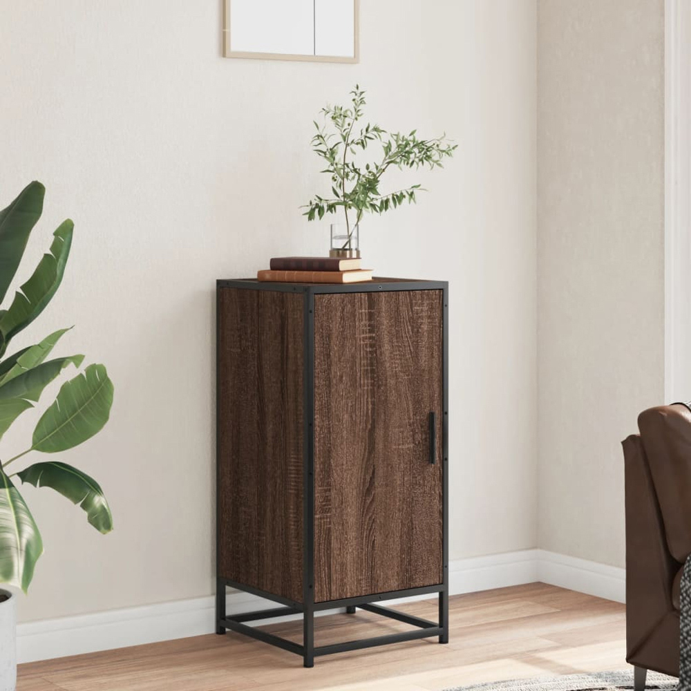 vidaXL Single Door Brown Oak Sideboard Image 9