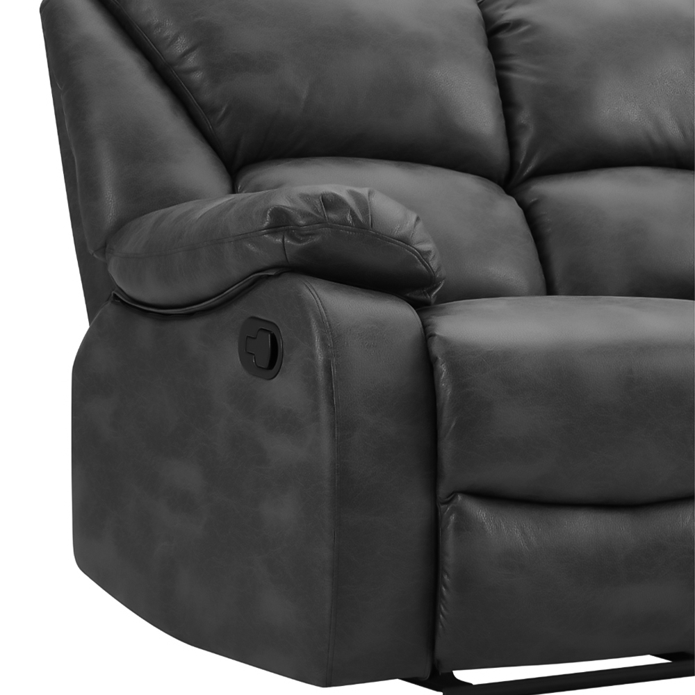 Home Detail Enoch 3 Seater Black Faux Leather Manual Recliner Sofa Image 7