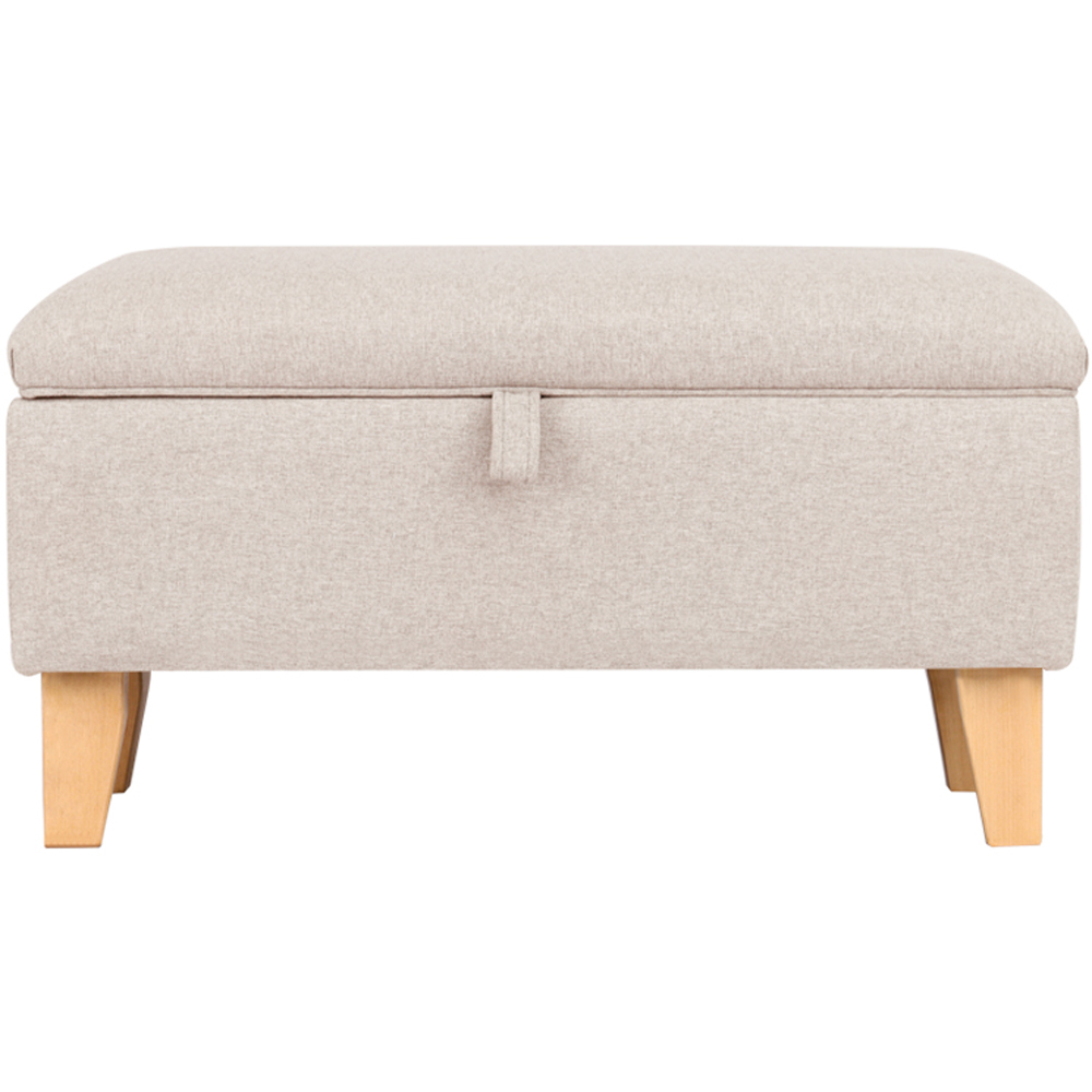 Living and Home 2 in 1 Cream Linen Upholstered Storage Ottoman Image 6