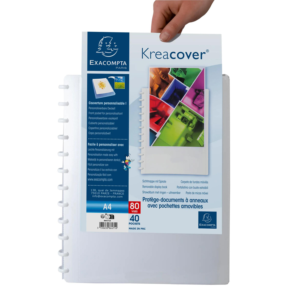 Exacompta KreaCover 40 Removable Pocket White Display Book 4 Pack Image 5