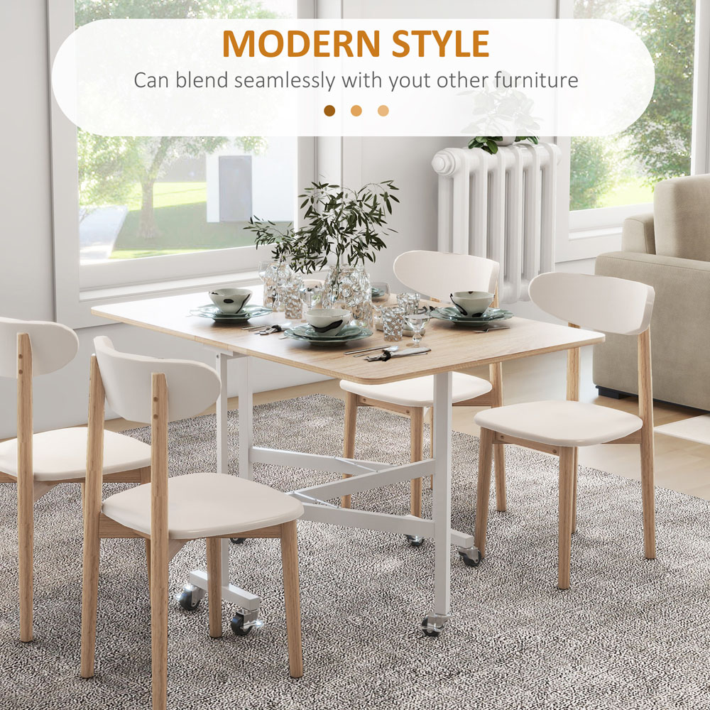 HOMCOM 6 Seater Oak Drop Leaf Dining Table Image 6