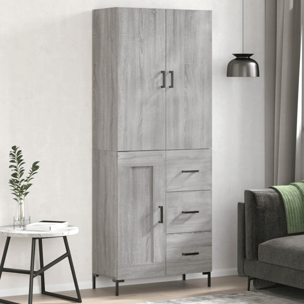 vidaXL 3 Door 3 Drawer Grey Sonoma Highboard Image 1