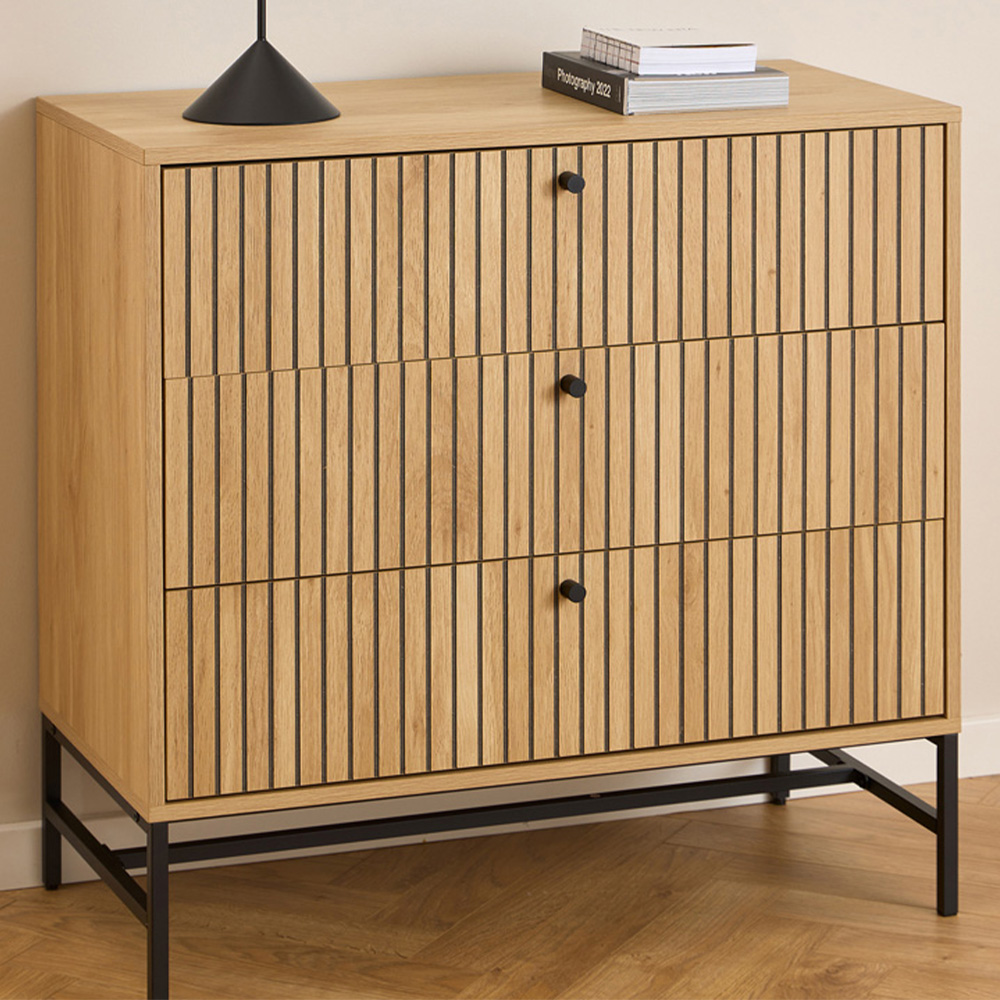 Florence Albany 3 Drawer Oak Chest of Drawers Image 1