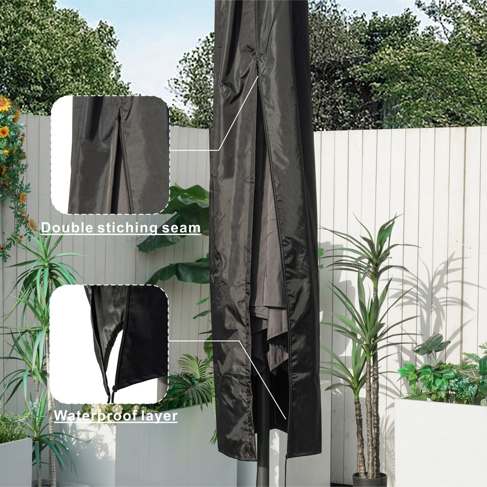 Direct Wicker Black Garden All Weather Parasol Cover Image 4