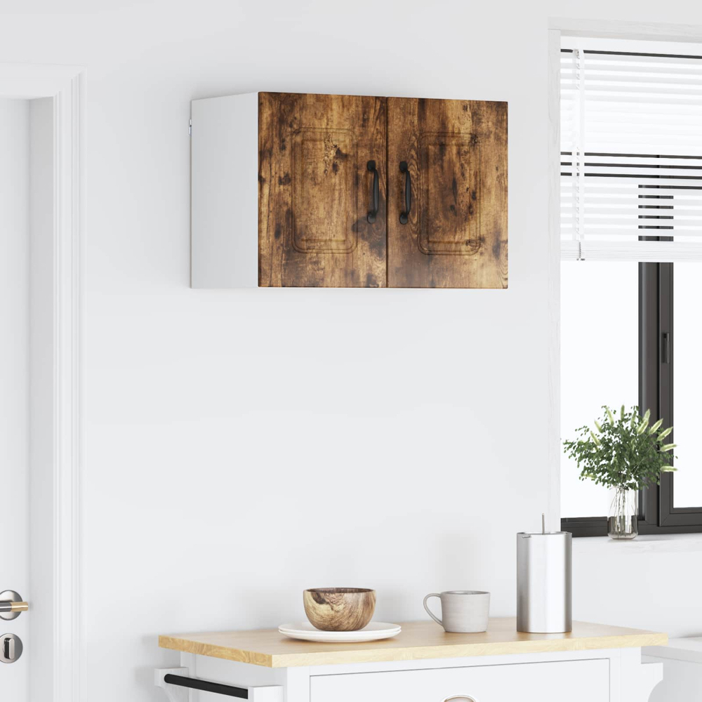 vidaXL Kalmar Single Door Smoked Oak Wall Mounted Kitchen Cabinet Set of 2 Image 9