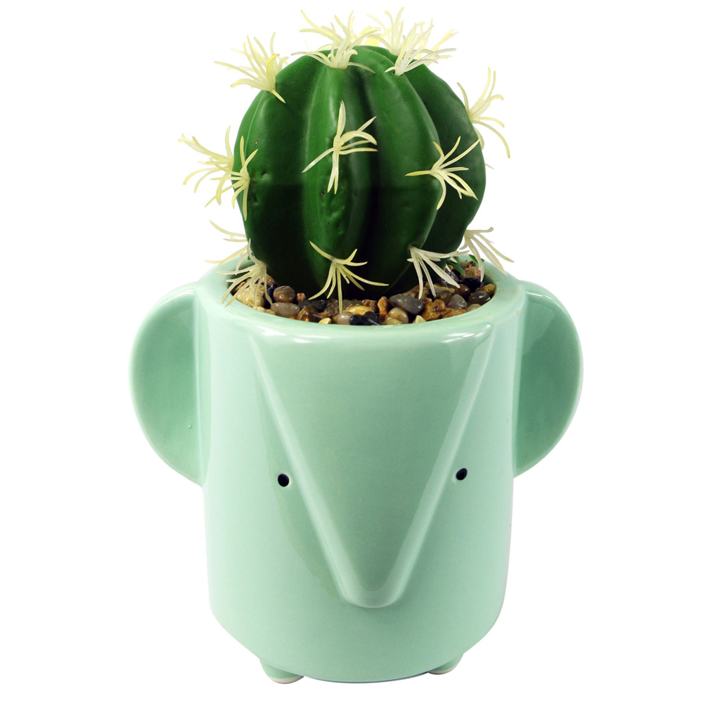 Leaf Blue Ceramic Elephant Planter 13cm Image 3
