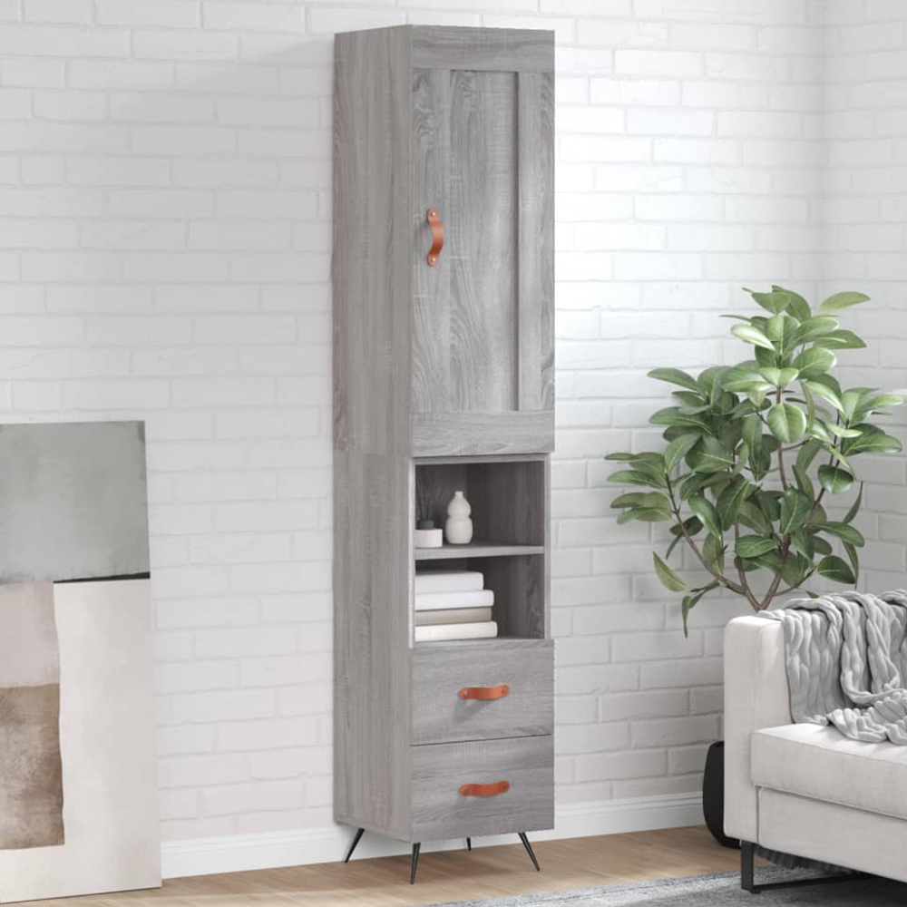 vidaXL Single Door 2 Drawer 2 Shelf Grey Sonoma Highboard Image 1