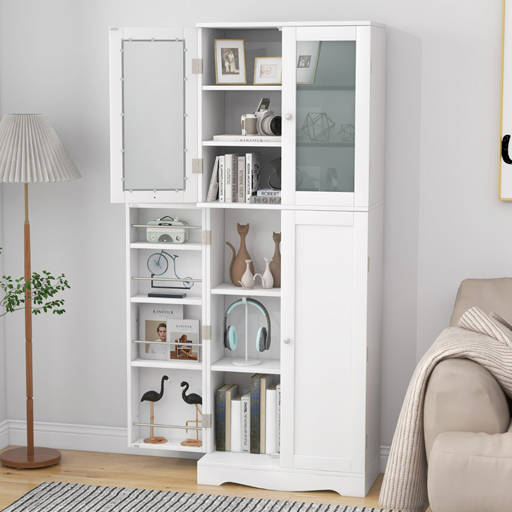 Costway 4 Door 3 Shelf White Kitchen Pantry Storage Cabinet Image 1