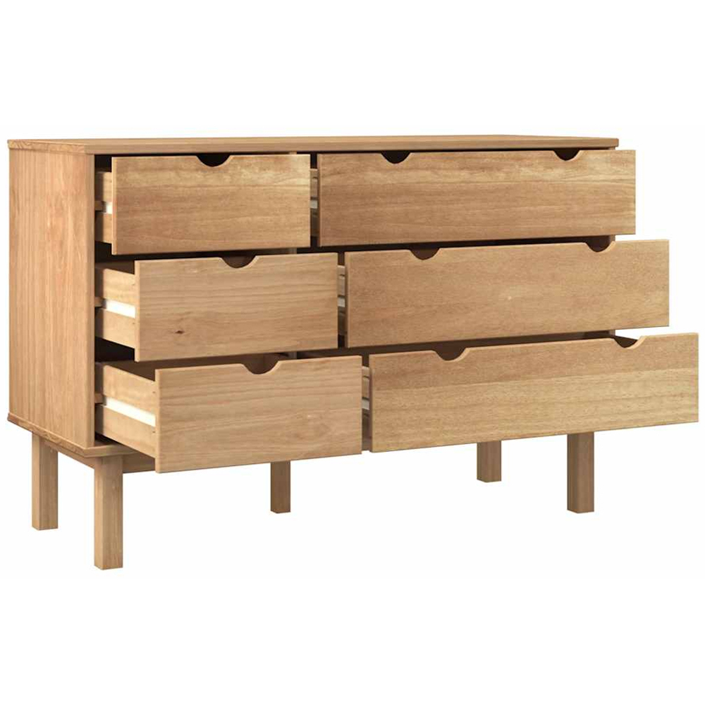 vidaXL Otta 6 Drawer Brown Solid Wood Pine Storage Cabinet Image 5