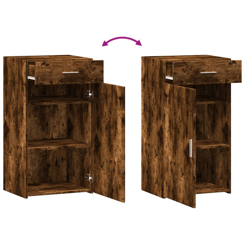 vidaXL Single Door Single Drawer Smoked Oak Sideboard Image 9