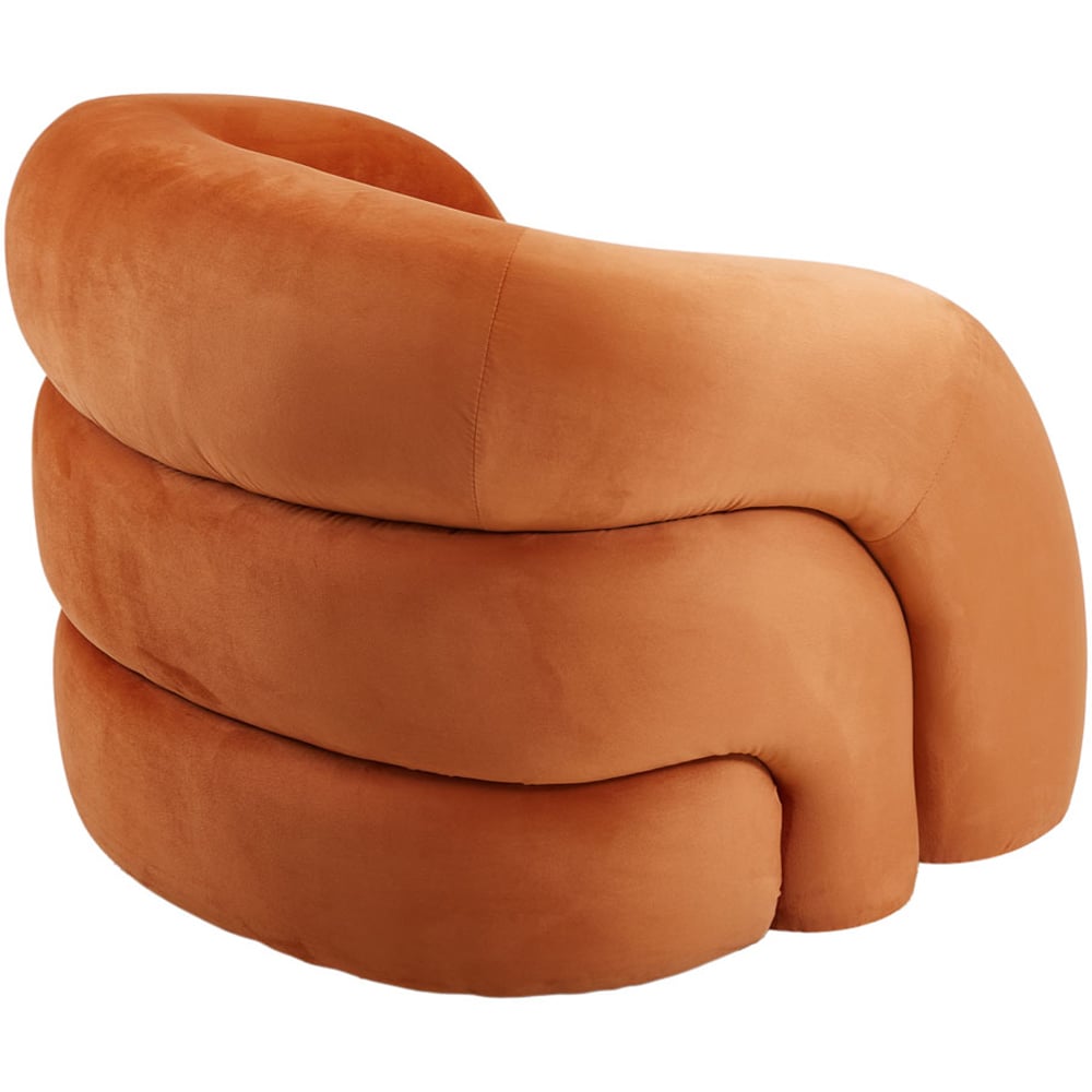 Living and Home Orange Velvet Artistic Wraparound Armchair Image 4