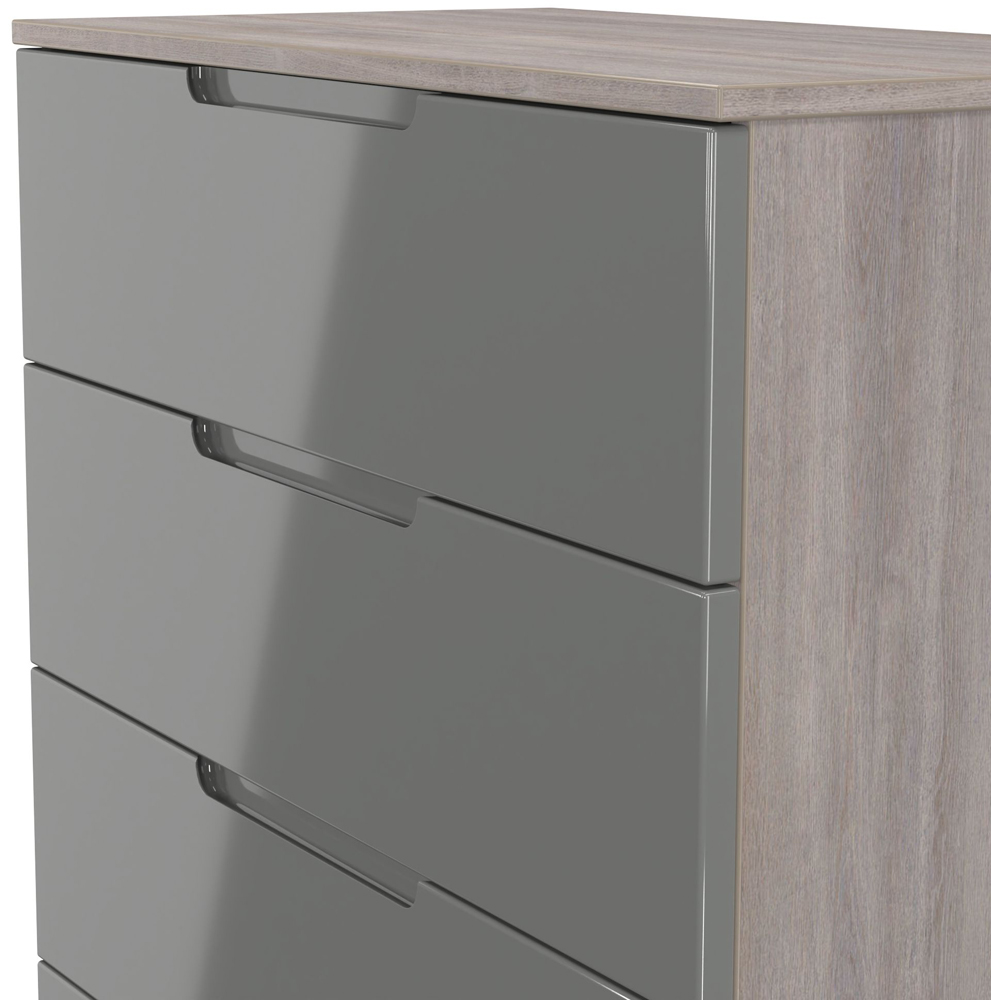 Crowndale Milan 4 Drawer Grey Gloss and Grey Oak Chest of Drawers Ready Assembled Image 5