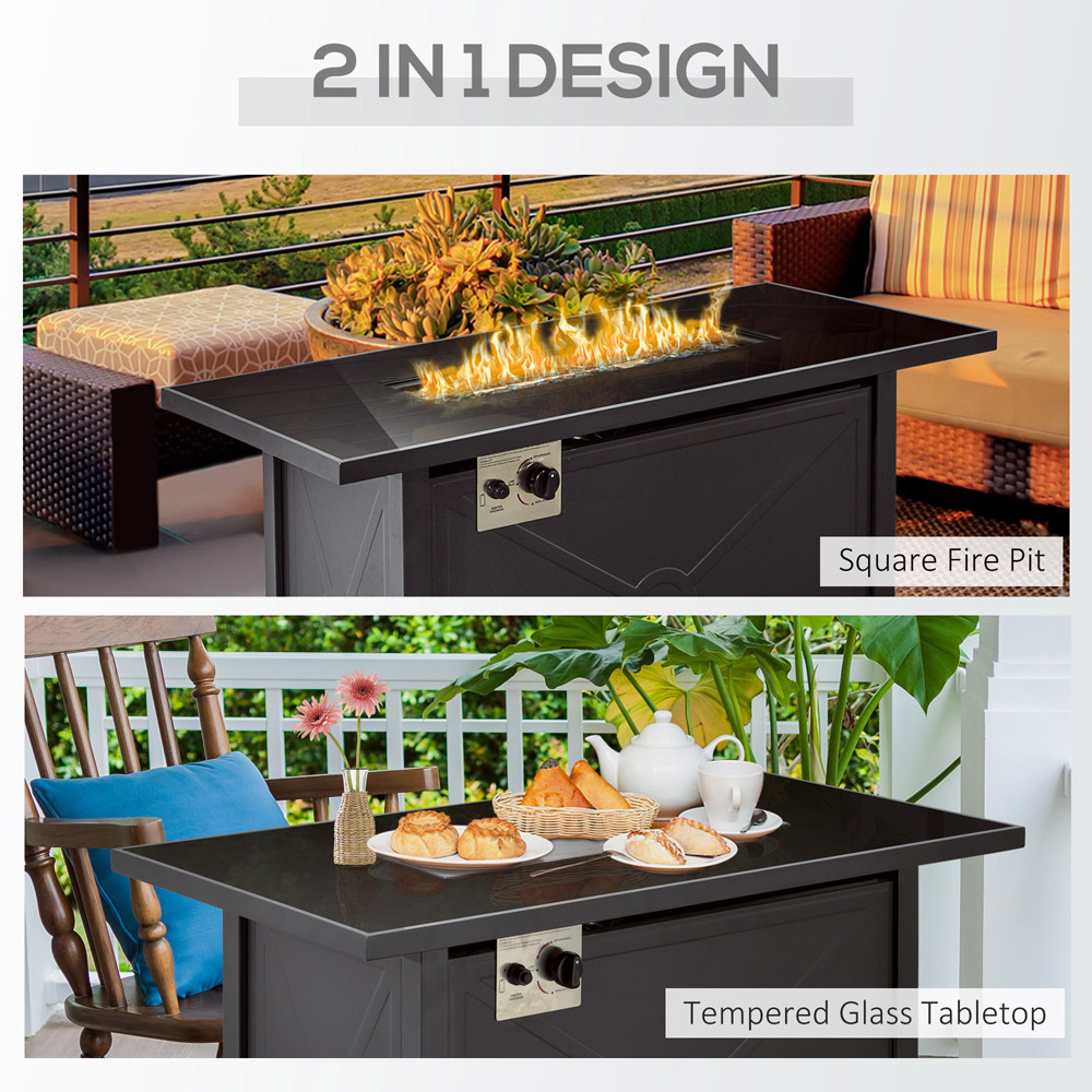Outsunny Black 50000 BTU Fire Pit Table with Tempered Glass Cover Image 4