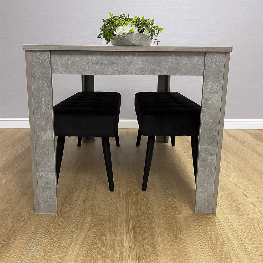Portland 2 Seater Velvet Wooden Dining Set with Bench and Black Image 5