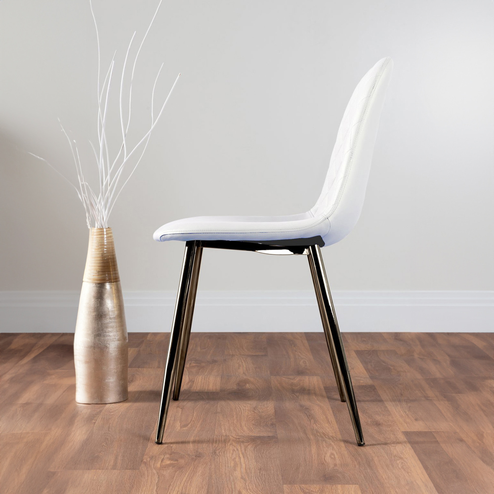 Furniturebox Lucia Solara 6 Seater Dining Set Grey Gloss White and Chrome Image 4