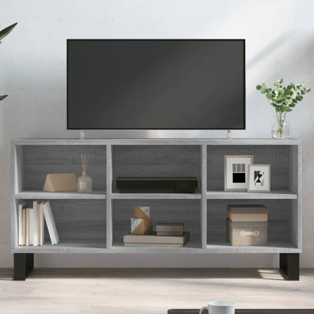 vidaXL 6 Shelf Grey Sonoma TV Cabinet Image 1