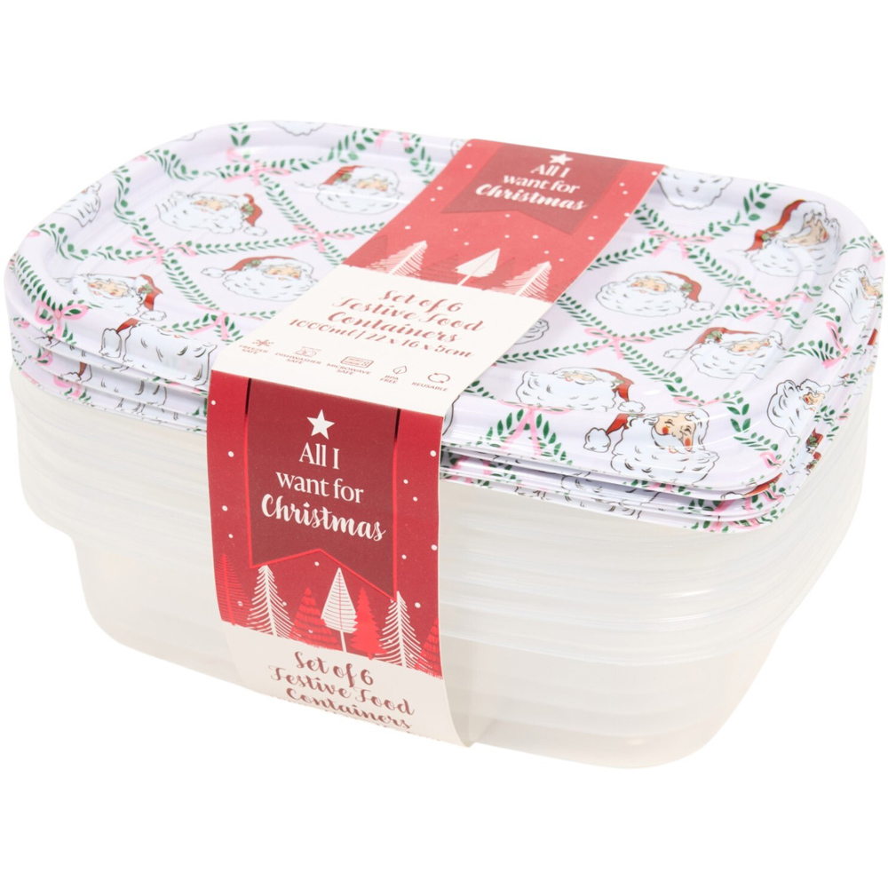 Pack of 6 Festive Robin or Santa Food Containers Image 6