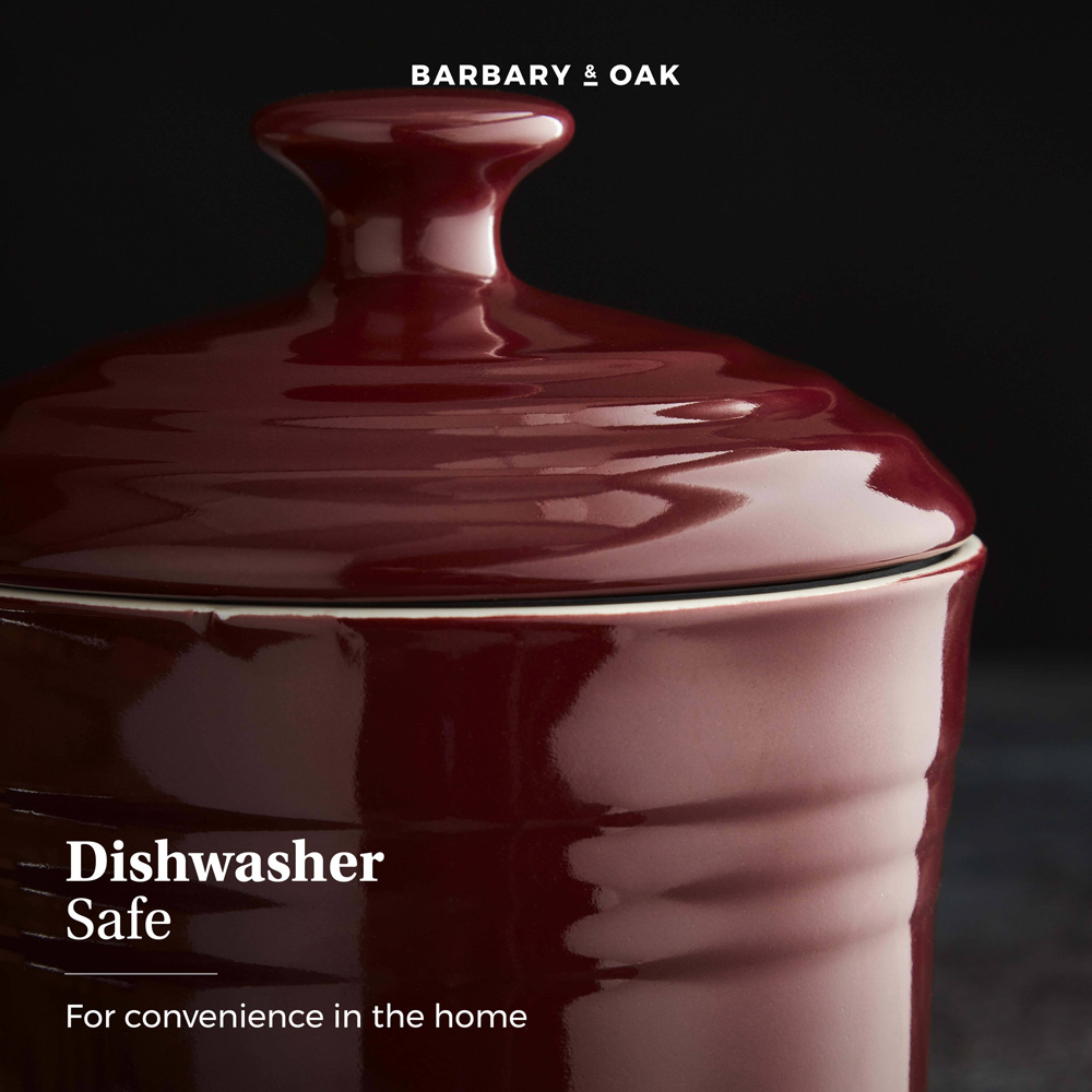 Barbary and Oak 17cm Bordeaux Red Ceramic Storage Jar Image 4