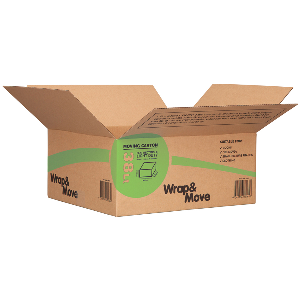 Wrap & Move 38L Flat Rectangular Moving Box 10 Pack Image 4